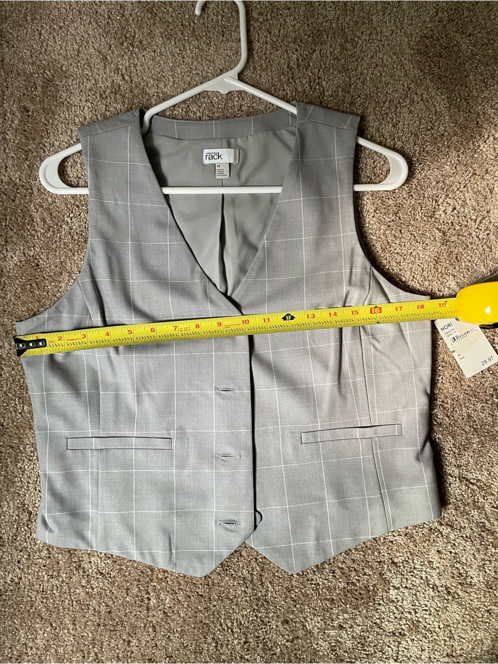 Nordstrom Rack Gray Windowpane Button-Front Vest - Picture 5 of 8